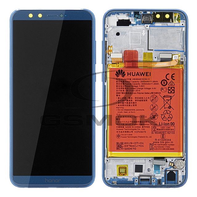 WYŚWIETLACZ LCD DO HUAWEI HONOR 9 LITE Z RAMKĄ I BATERIĄ NIEBIESKI 02351SNQ ORYGINAŁ SERVICE PACK