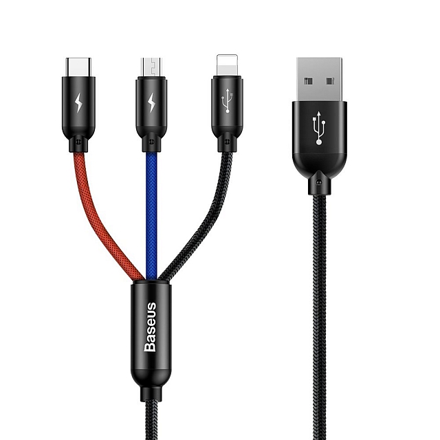 KABEL USB 3W1 1.2M 3.5A BASEUS CAMLT-BSY01 CZARNY