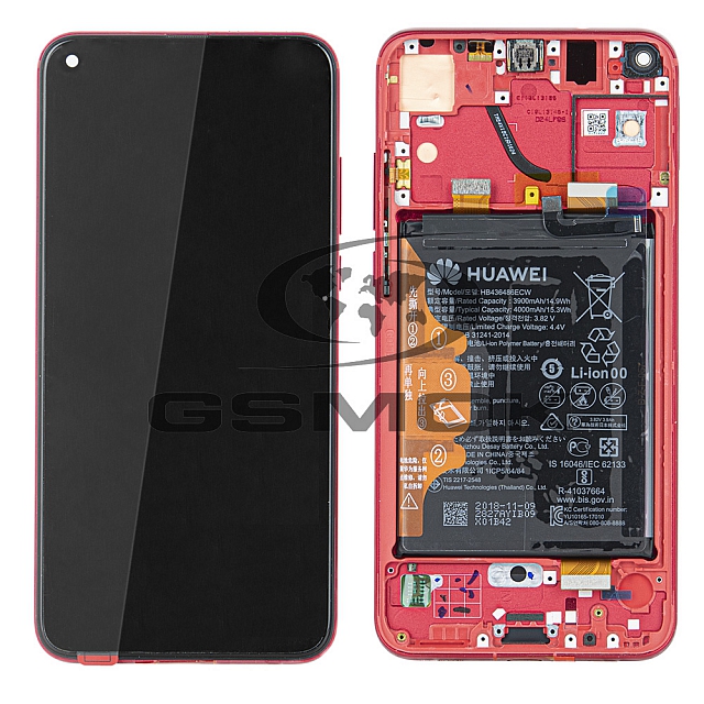 WYŚWIETLACZ LCD DO HUAWEI HONOR VIEW 20 Z RAMKĄ I BATERIĄ CZERWONY 02352JKR ORYGINAŁ SERVICE PACK