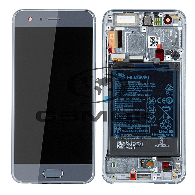 WYŚWIETLACZ LCD DO HUAWEI HONOR 9 STF-L09 Z RAMKĄ I BATERIĄ SREBRNY 02351LCD ORYGINAŁ SERVICE PACK