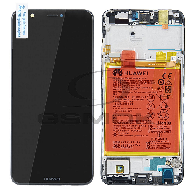 WYŚWIETLACZ LCD DO HUAWEI P SMART FIG-LX1 FIG-LX2 FIG-LX3 FIG-LA1 Z RAMKĄ I BATERIĄ CZARNY 02351SVJ 02351SVD 02351SVK ORYGINAŁ SERVICE PACK