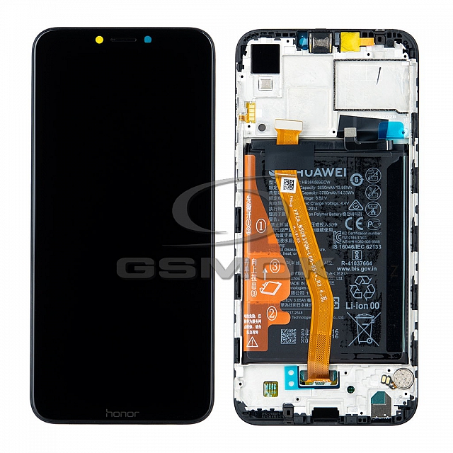 WYŚWIETLACZ LCD DO HUAWEI HONOR PLAY Z RAMKĄ I BATERIĄ CZARNY 02351YXV 02351YYK ORYGINAŁ SERVICE PACK