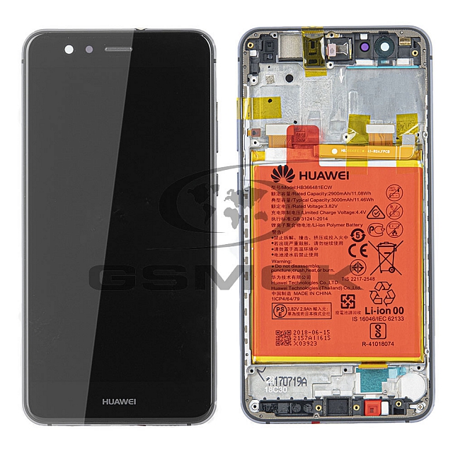 WYŚWIETLACZ LCD DO HUAWEI P10 LITE WAS-LX1A Z RAMKĄ I BATERIĄ CZARNY 02351FSE 02351FSG ORYGINAŁ SERVICE PACK