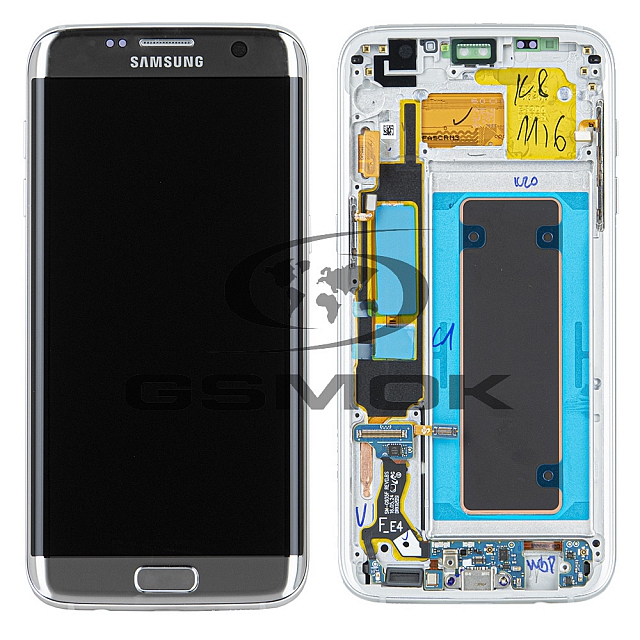 WYŚWIETLACZ LCD DO SAMSUNG G935 GALAXY S7 EDGE SREBRNY Z RAMKĄ GH97-18594B GH97-18533B, GH97-18767B GH82-13389A ORYGINAŁ SERVICE PACK