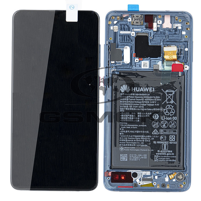 WYŚWIETLACZ LCD DO HUAWEI MATE 20 Z RAMKĄ I BATERIĄ NIEBIESKI 02352FQM ORYGINAŁ SERVICE PACK