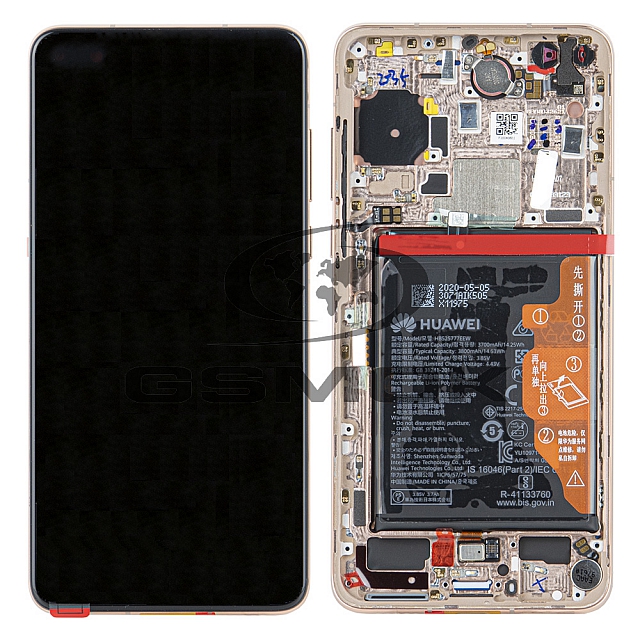 WYŚWIETLACZ LCD DO HUAWEI P40 Z RAMKĄ I BATERIĄ ZŁOTY 02353MFV ORYGINAŁ SERVICE PACK