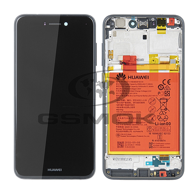 WYŚWIETLACZ LCD DO HUAWEI P8 LITE 2017 / P9 LITE 2017 Z RAMKĄ I BATERIĄ CZARNY 02351CTJ, 02351VBT, 02351DPH, 02351DMR, 02351DLP 02351DYX  ORYGINAŁ SERVICE PACK