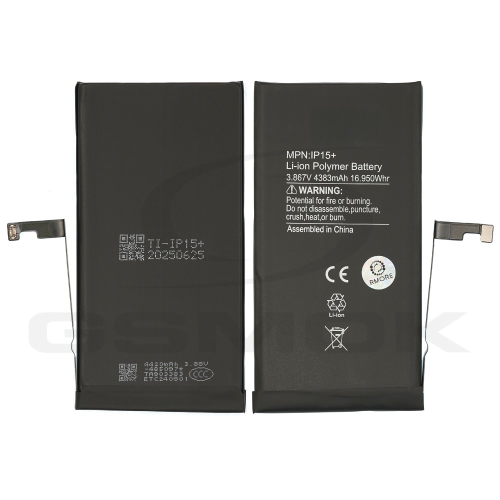 BATERIA DO APPLE IPHONE 15 PLUS Z UKŁADEM TI 4383MAH RMORE PREMIUM