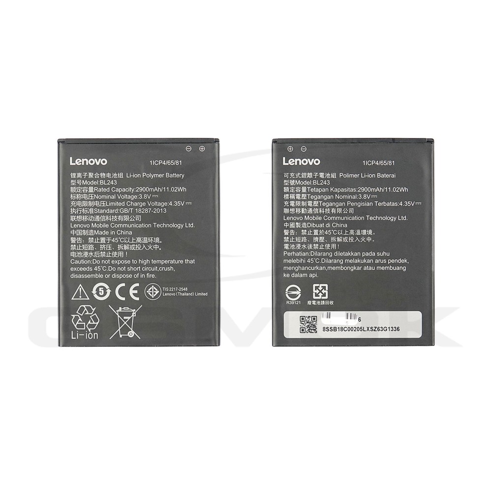 BATERIA LENOVO K3 NOTE / A7000 BL243 SB18C08995 SB18C00204 SB18C00205 SB19A6N3PV SB18C04491 SB18C03387 3000MAH ORYGINAŁ BULK