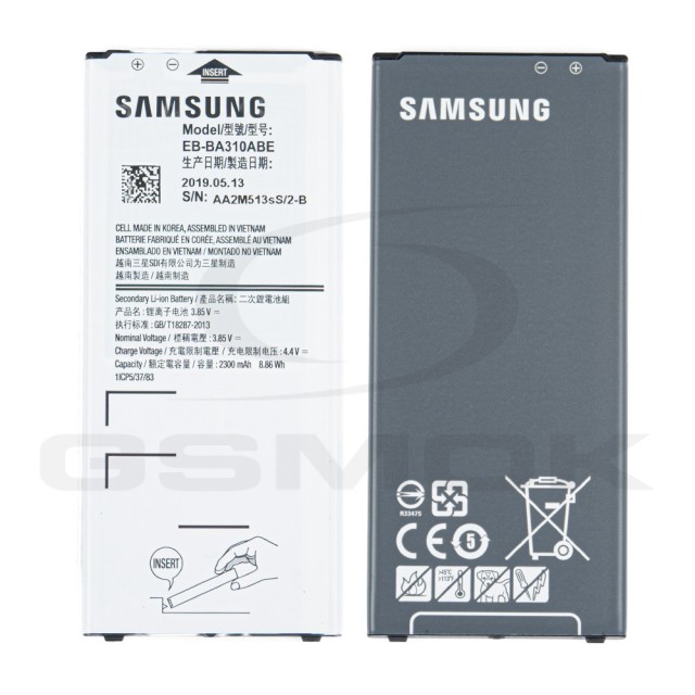 BATERIA SAMSUNG A310 GALAXY A3 2016 EB-BA310ABE GH43-04562A GH43-04562B 2300MAH ORYGINAŁ BULK