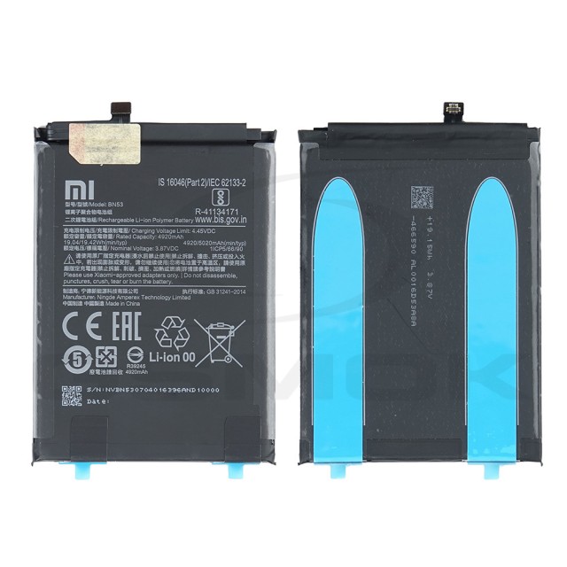 BATERIA XIAOMI REDMI NOTE 9 PRO / REDMI NOTE 10 PRO BN53 46020000181G 46020000155Z 460200005U5Z 460200005X1G 4920MAH ORYGINAŁ BULK