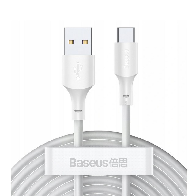 KABEL USB USB-C 5A 40W 1.5M BASEUS SIMPLE WISDOM TZCATZJ-02 BIAŁY 2 SZTUKI