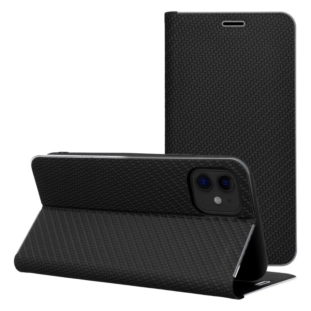 ETUI FLIP CASE LUNA BOOK CARBON IPHONE 17 PRO CZARNA