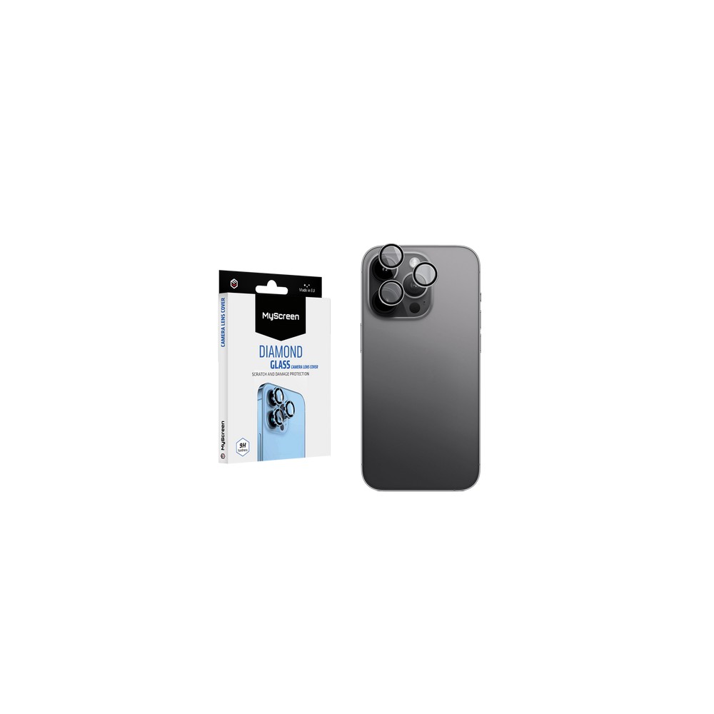 IPHONE 16 PRO / 16 PRO MAX - MYSCREEN DIAMOND GLASS SZKŁO HARTOWANE CAMERA LENS COVER CZARNE