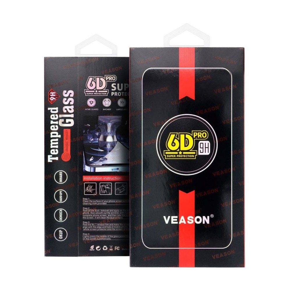 IPHONE 16 PRO MAX / 17 PRO MAX - SZKŁO HARTOWANE 6D PRO VEASON GLASS CZARNE