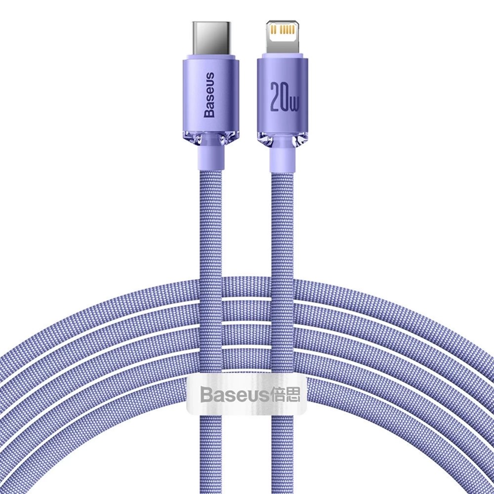 KABEL BASEUS CRYSTAL SHINE SERIES USB-C DO LIGHTNING 20W 2M CAJY000305 FIOLETOWY