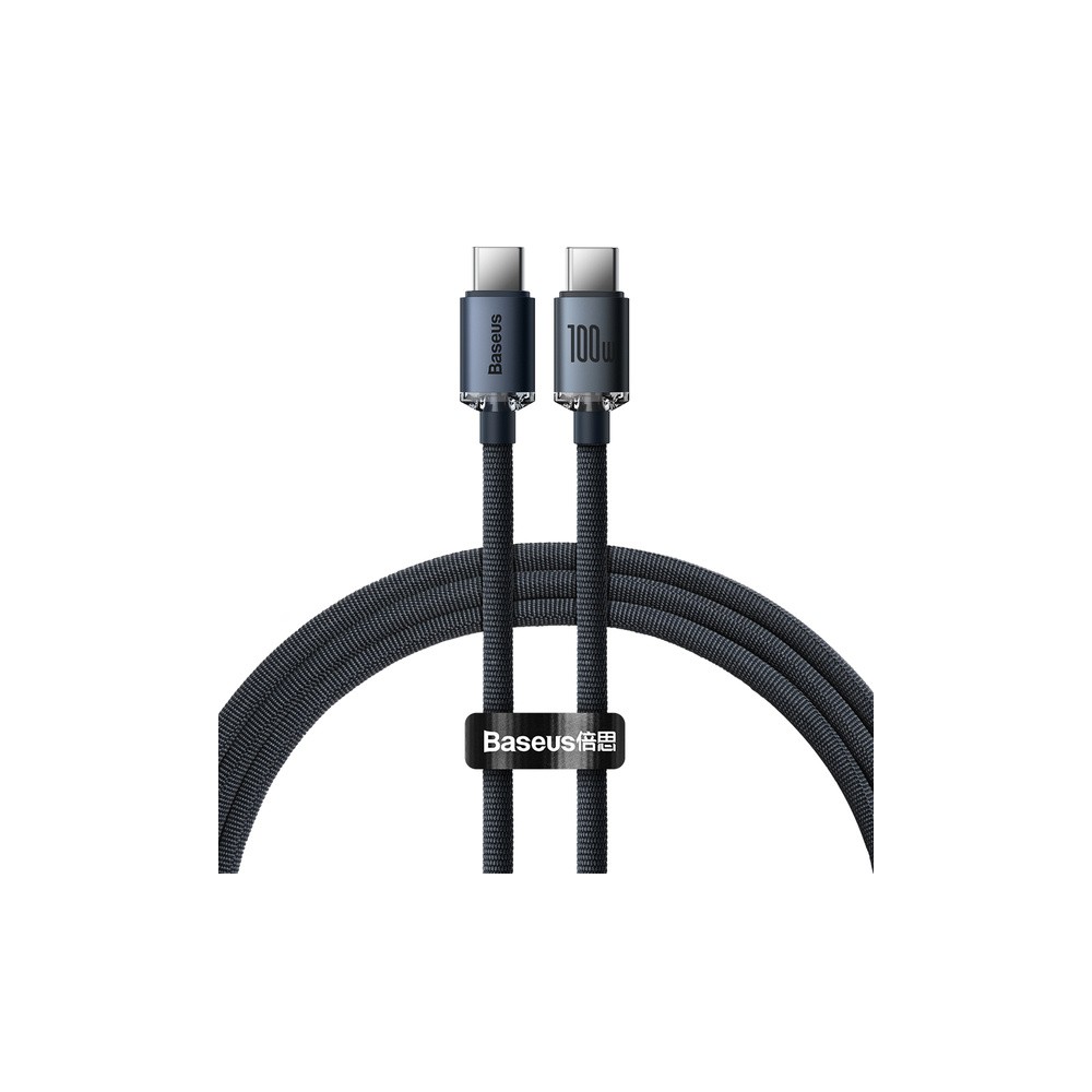 KABEL BASEUS CRYSTAL SHINE SERIES USB-C DO USB-C 100W 5A 1.2M CAJY000601 CZARNY