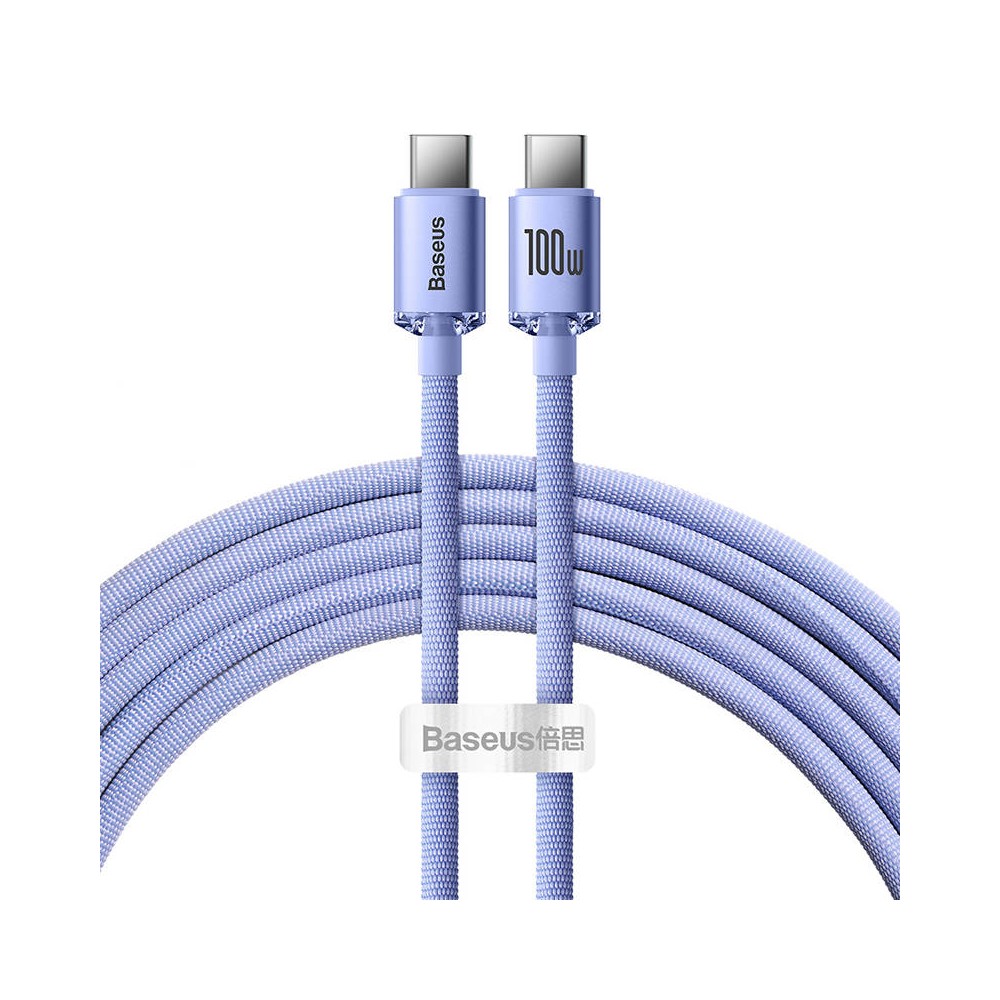 KABEL BASEUS CRYSTAL SHINE SERIES USB-C DO USB-C 100W 5A 1.2M CAJY000605 FIOLETOWY