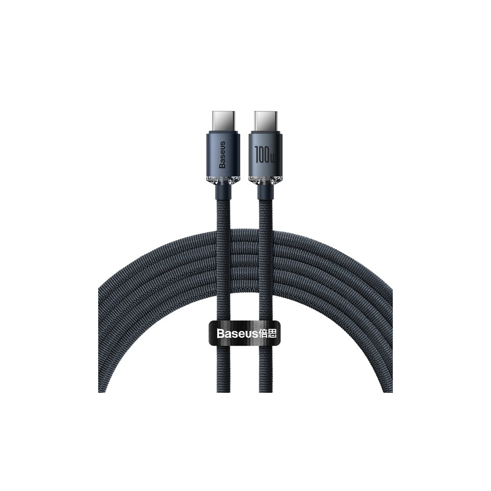 KABEL BASEUS CRYSTAL SHINE SERIES USB-C DO USB-C 100W 5A 2M CAJY000701 CZARNY
