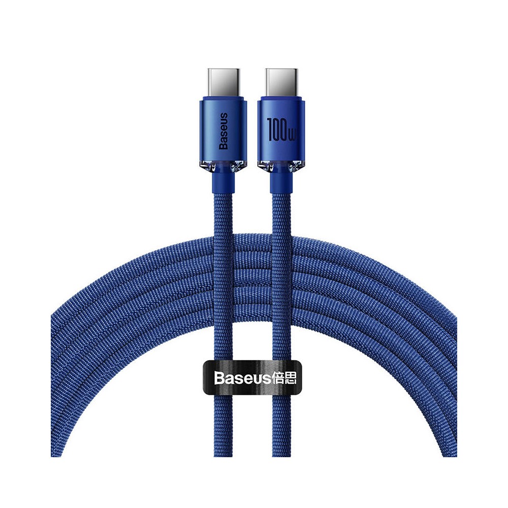 KABEL BASEUS CRYSTAL SHINE SERIES USB-C DO USB-C 100W 5A 2M CAJY000703 NIEBIESKI