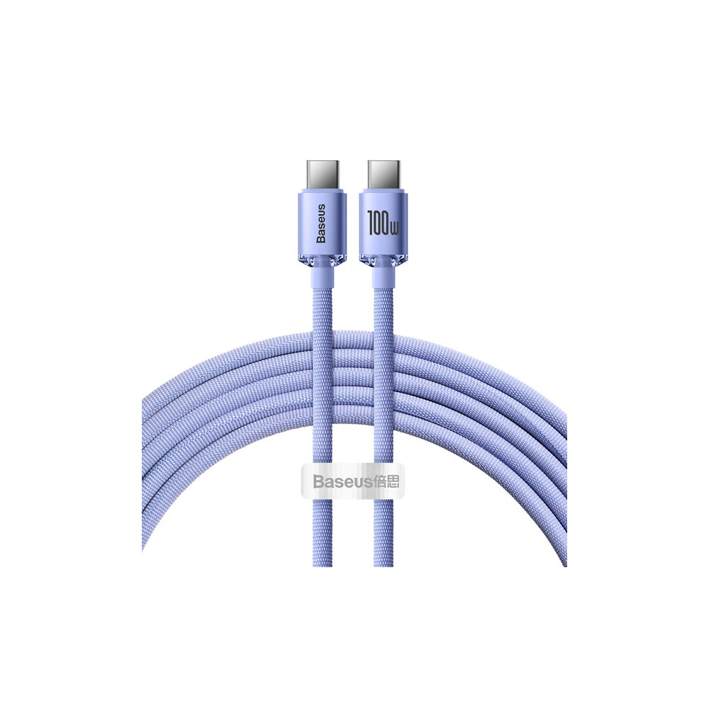 KABEL BASEUS CRYSTAL SHINE SERIES USB-C DO USB-C 100W 5A 2M CAJY000705 FIOLETOWY