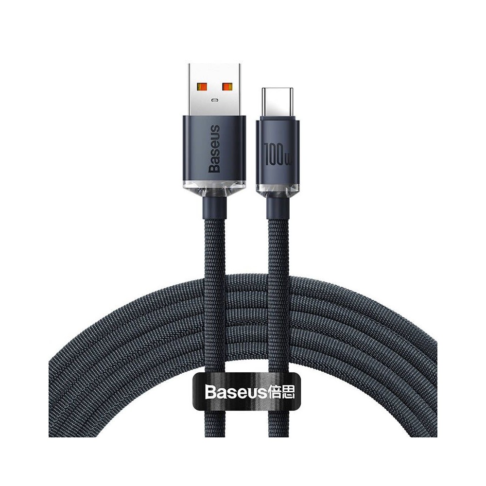 KABEL BASEUS CRYSTAL SHINE SERIES USB DO USB-C 100W 2M CZARNY CAJY000501