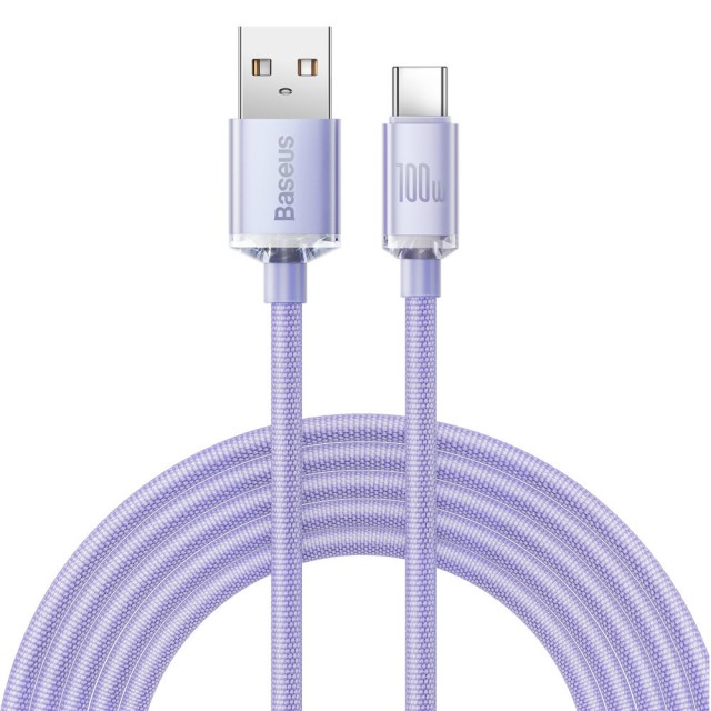 KABEL BASEUS CRYSTAL SHINE SERIES USB - USB-C QC 100W 2M FIOLETOWY CAJY000505