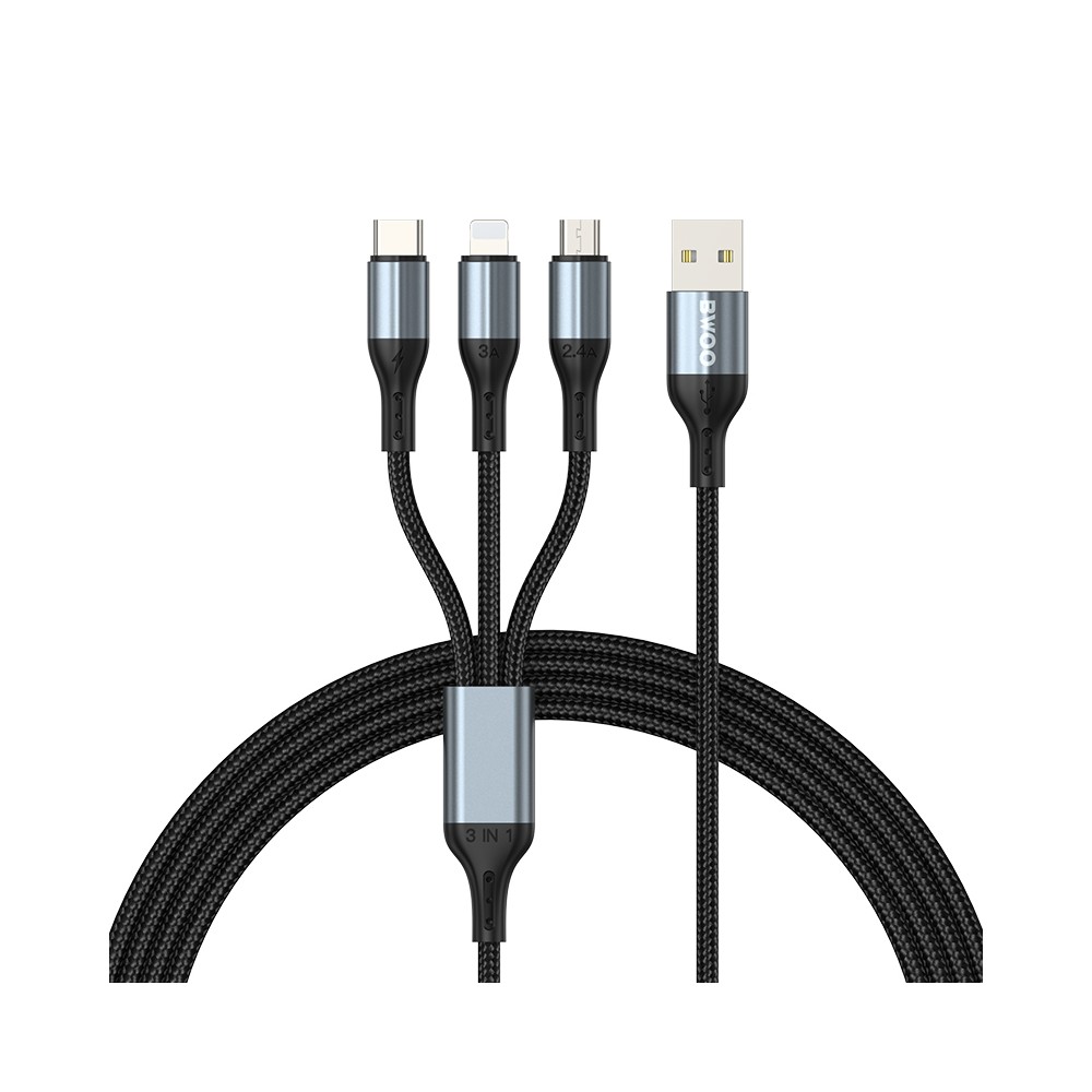 KABEL USB 3W1 1M 3A BWOO X274 CZARNY