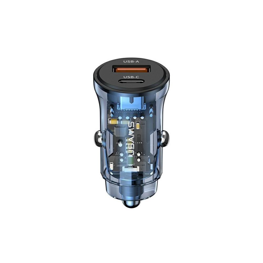 ŁADOWARKA SAMOCHODOWA USAMS C32 USB-A+USB-C 30W FAST CHARGE NIEBIESKI