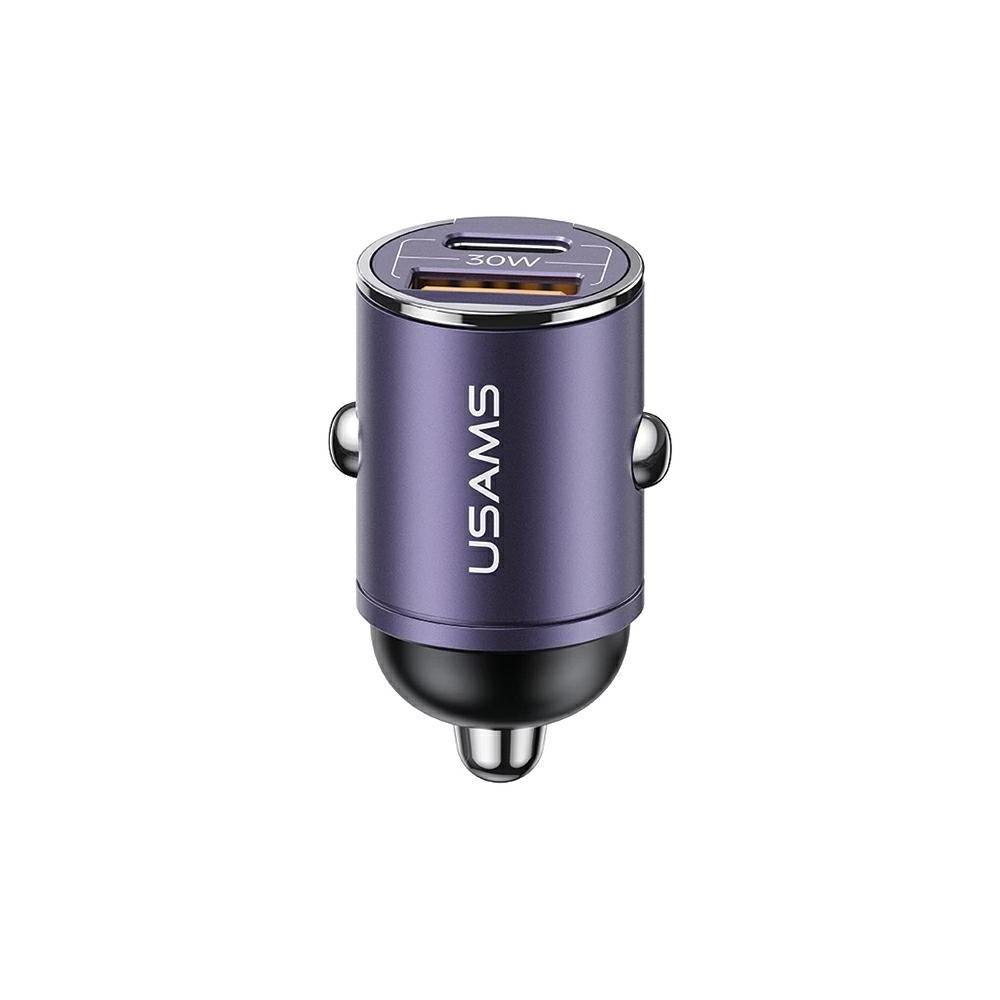 ŁADOWARKA SAMOCHODOWA USAMS C38 USB + USB-C 30W PD FAST CHARGE FIOLETOWA