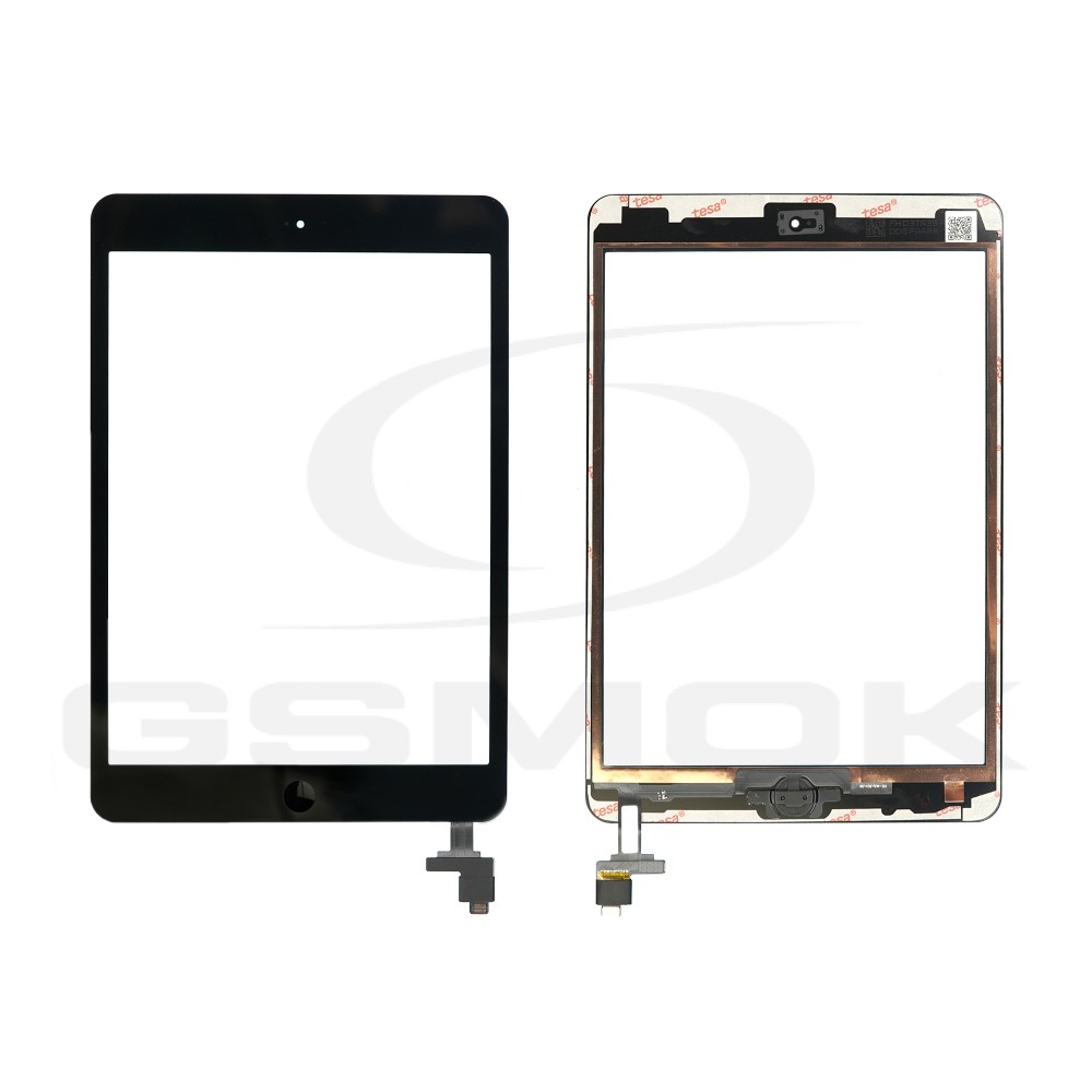 PANEL DOTYKOWY IPAD MINI 1 (A1432, A1454, A1455) CZARNY Z UKŁADEM IC, TAŚMĄ KLEJĄCĄ I PRZYCISKIEM HOME
