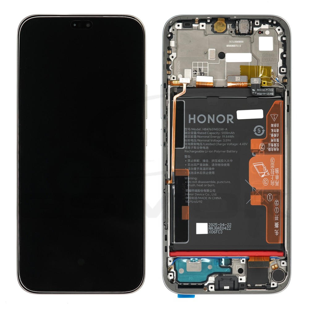 WYŚWIETLACZ LCD DO HUAWEI HONOR 400 LITE 5G Z RAMKĄ I BATERIĄ SZARY 0235ANTA ORYGINAŁ SERVICE PACK