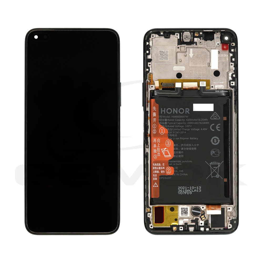 WYŚWIETLACZ LCD DO HUAWEI HONOR 50 LITE Z RAMKĄ I BATERIĄ CZARNY 02354FMV H02354FMV ORYGINAŁ SERVICE PACK