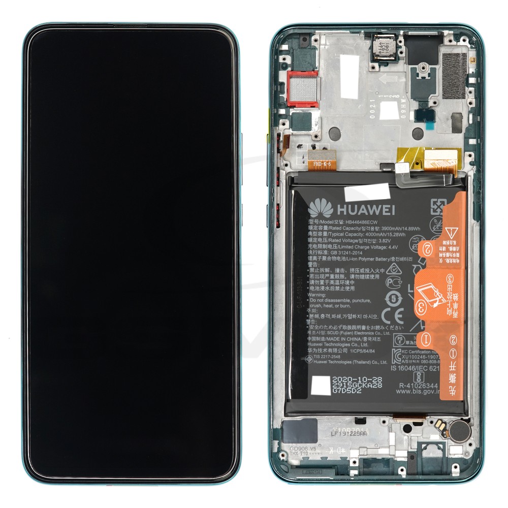 WYŚWIETLACZ LCD DO HUAWEI P SMART Z Z RAMKĄ I BATERIĄ ZIELONY 02352RXT ORYGINAŁ SERVICE PACK