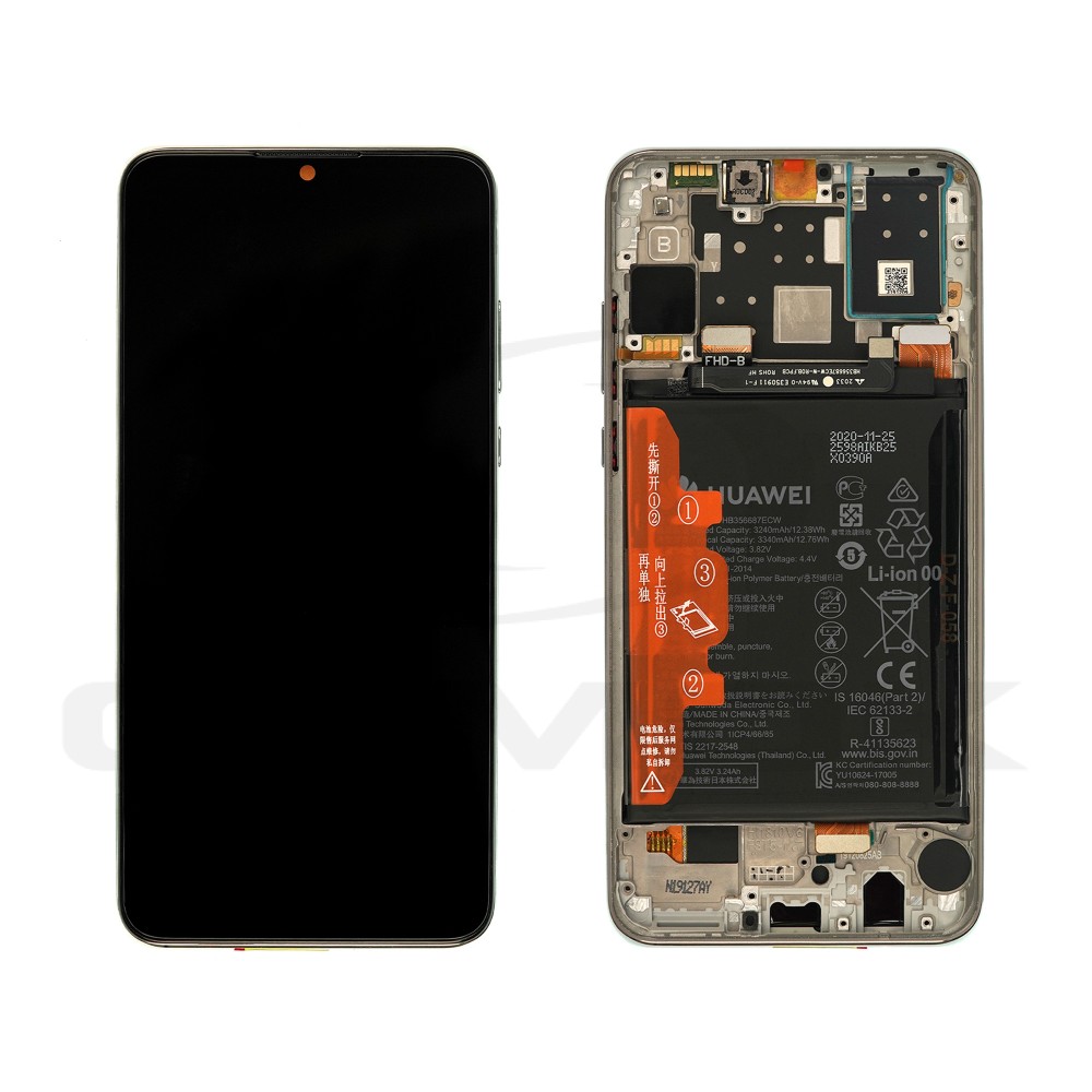 WYŚWIETLACZ LCD DO HUAWEI P30 LITE MAR-LX1A Z RAMKĄ I BATERIĄ WERSJA KAMERY 48MPIX BIAŁY 02352RQC ORYGINAŁ SERVICE PACK