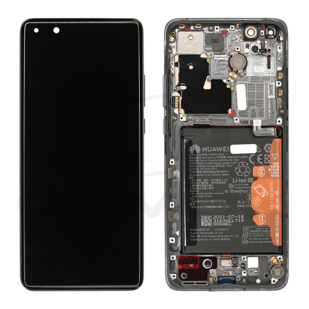 WYŚWIETLACZ LCD DO HUAWEI P40 PRO PLUS Z RAMKĄ I BATERIĄ CZARNY 02353RVJ ORYGINAŁ SERVICE PACK