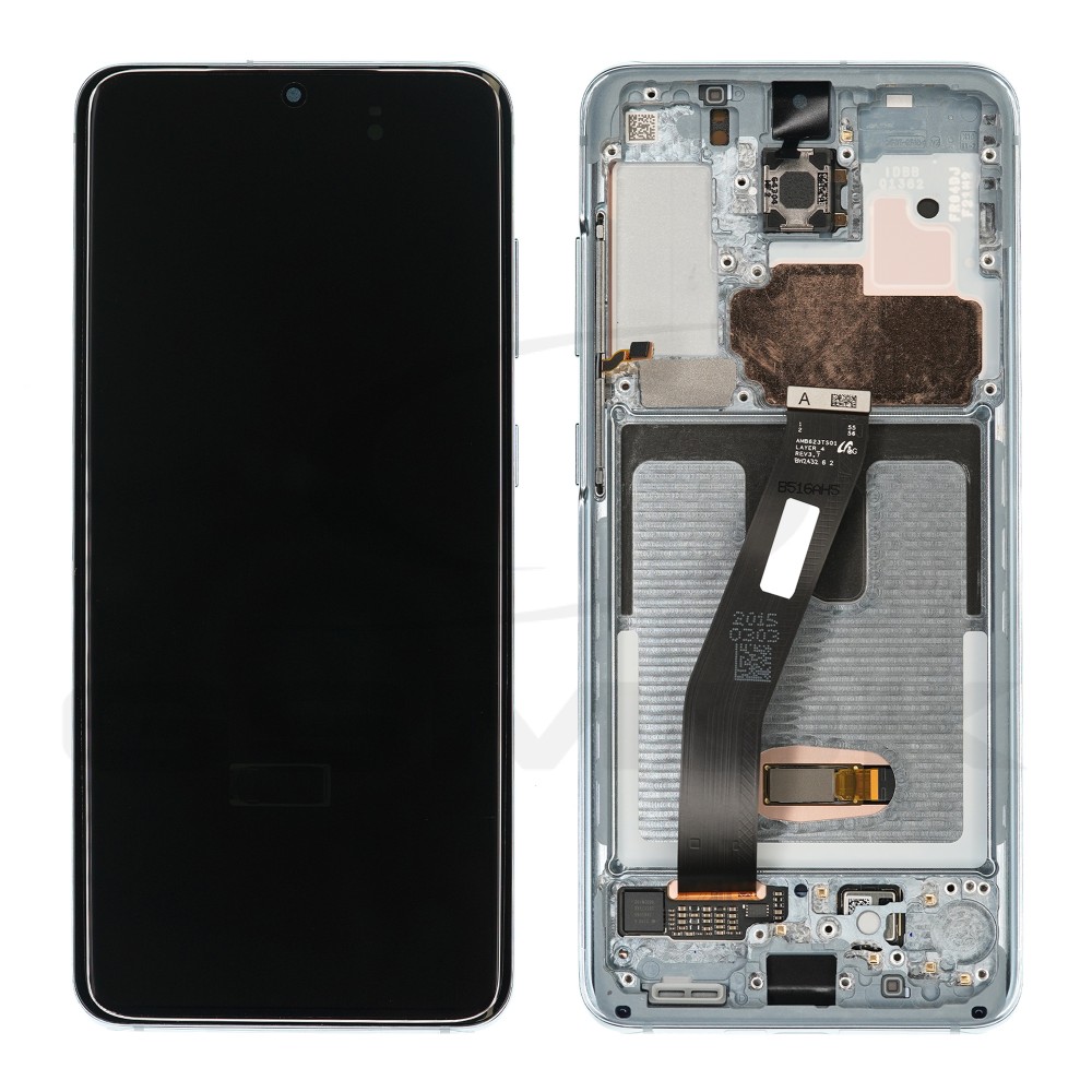 WYŚWIETLACZ LCD DO SAMSUNG G980 G981 GALAXY S20 NIEBIESKI Z RAMKĄ BEZ KAMERY GH82-31432D GH82-31433D GH82-31434D ORYGINAŁ SERVICE PACK
