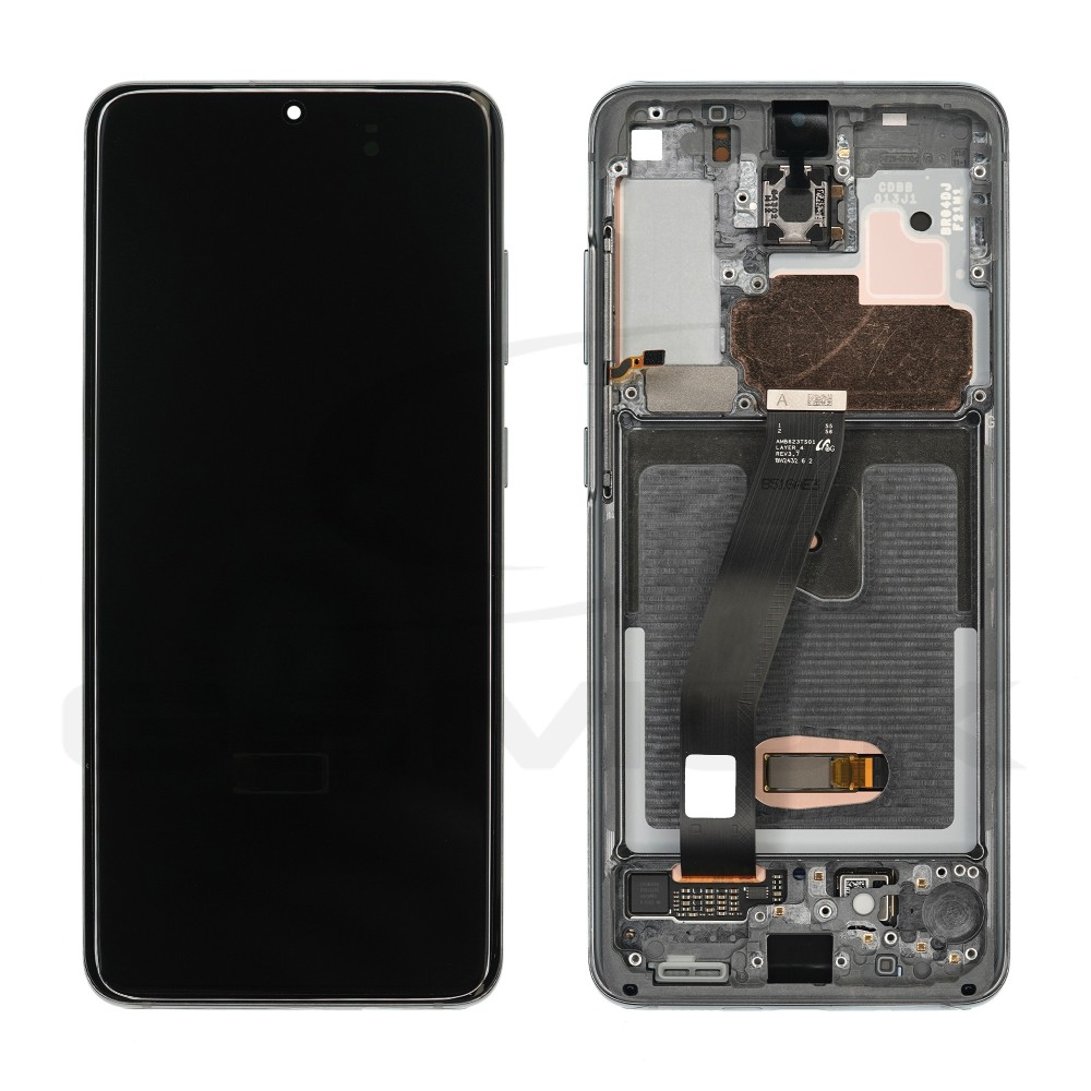 WYŚWIETLACZ LCD DO SAMSUNG G980 G981 GALAXY S20 SZARY Z RAMKĄ BEZ KAMERY GH82-22586A GH82-31434A GH82-31433A GH82-31432A ORYGINAŁ SERVICE PACK