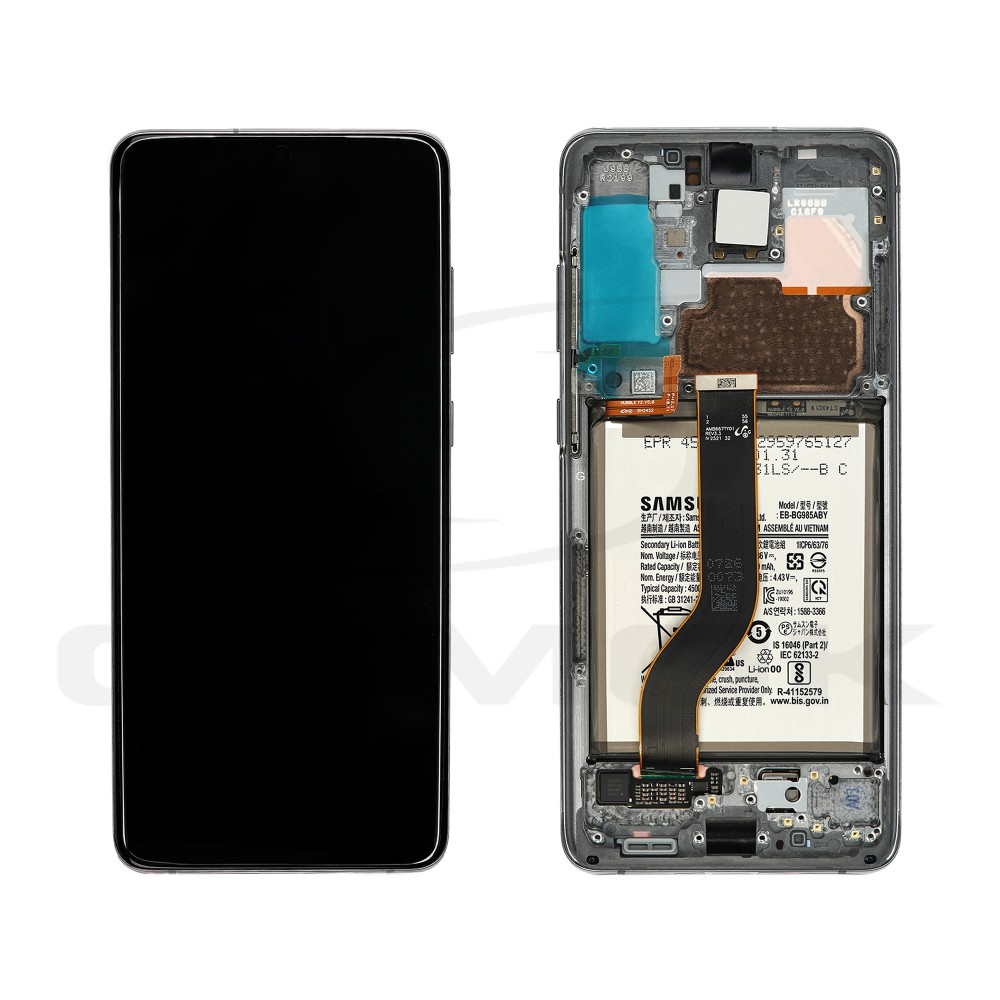 WYŚWIETLACZ LCD DO SAMSUNG G986 GALAXY S20 PLUS Z RAMKĄ I BATERIĄ SZARY GH82-31430E ORYGINAŁ SERVICE PACK
