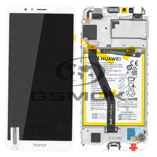WYŚWIETLACZ LCD DO HUAWEI HONOR 7A Z RAMKĄ I BATERIĄ BIAŁY 02351WER ORYGINAŁ SERVICE PACK