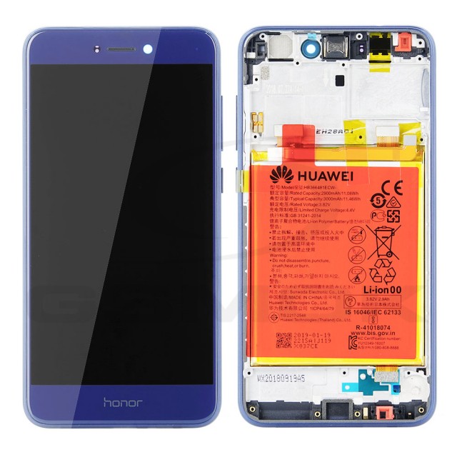 WYŚWIETLACZ LCD DO HUAWEI HONOR 8 LITE Z RAMKĄ I BATERIĄ NIEBIESKI 02351EQY 02351EQJ 02351ERE 02351EUA 02351EUB 02351VBP ORYGINAŁ SERVICE PACK