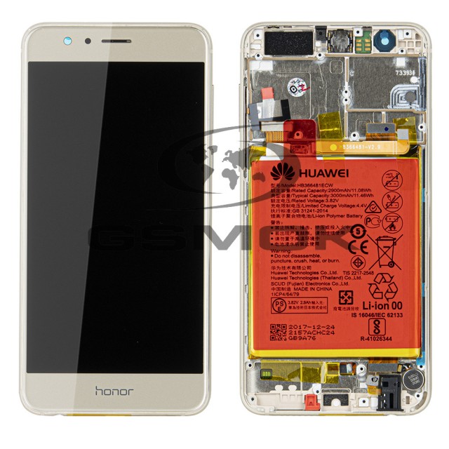 WYŚWIETLACZ LCD DO HUAWEI HONOR 8 Z RAMKĄ I BATERIĄ ZŁOTY 02350USE 02350VBF ORYGINAŁ SERVICE PACK