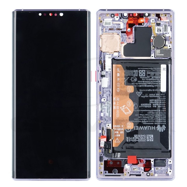 WYŚWIETLACZ LCD DO HUAWEI MATE 30 PRO Z RAMKĄ I BATERIĄ SREBRNY 02353EQX 02353HJH ORYGINAŁ SERVICE PACK