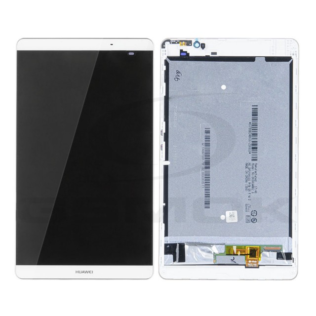 WYŚWIETLACZ LCD DO HUAWEI MEDIAPAD M2 8.0 M2-801L SREBRNY Z RAMKĄ 02350LBW 02350KUD ORYGINAŁ SERVICE PACK