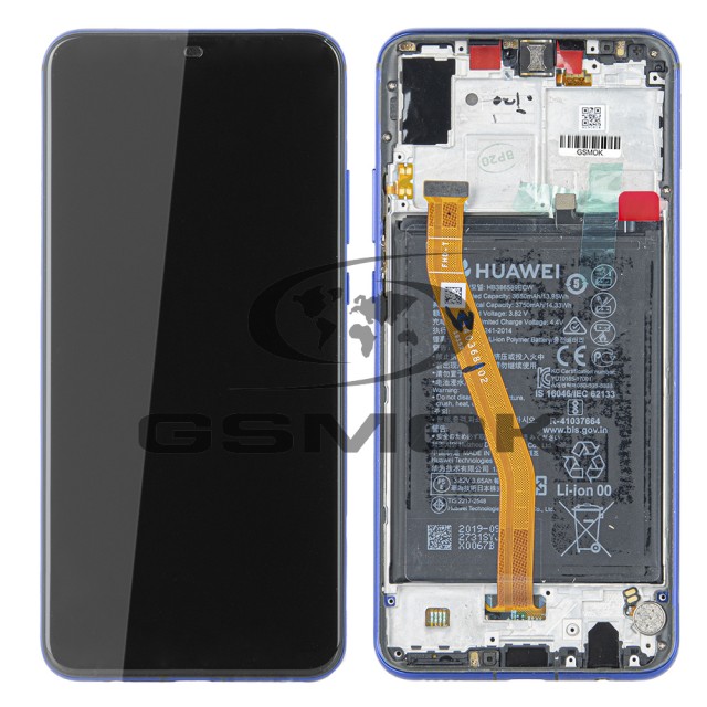 WYŚWIETLACZ LCD DO HUAWEI NOVA 3 PAR-LX1 PAR-LX1M PAR-LX9 Z RAMKĄ I BATERIĄ FIOLETOWY 02352BTW 02352DTK ORYGINAŁ SERVICE PACK