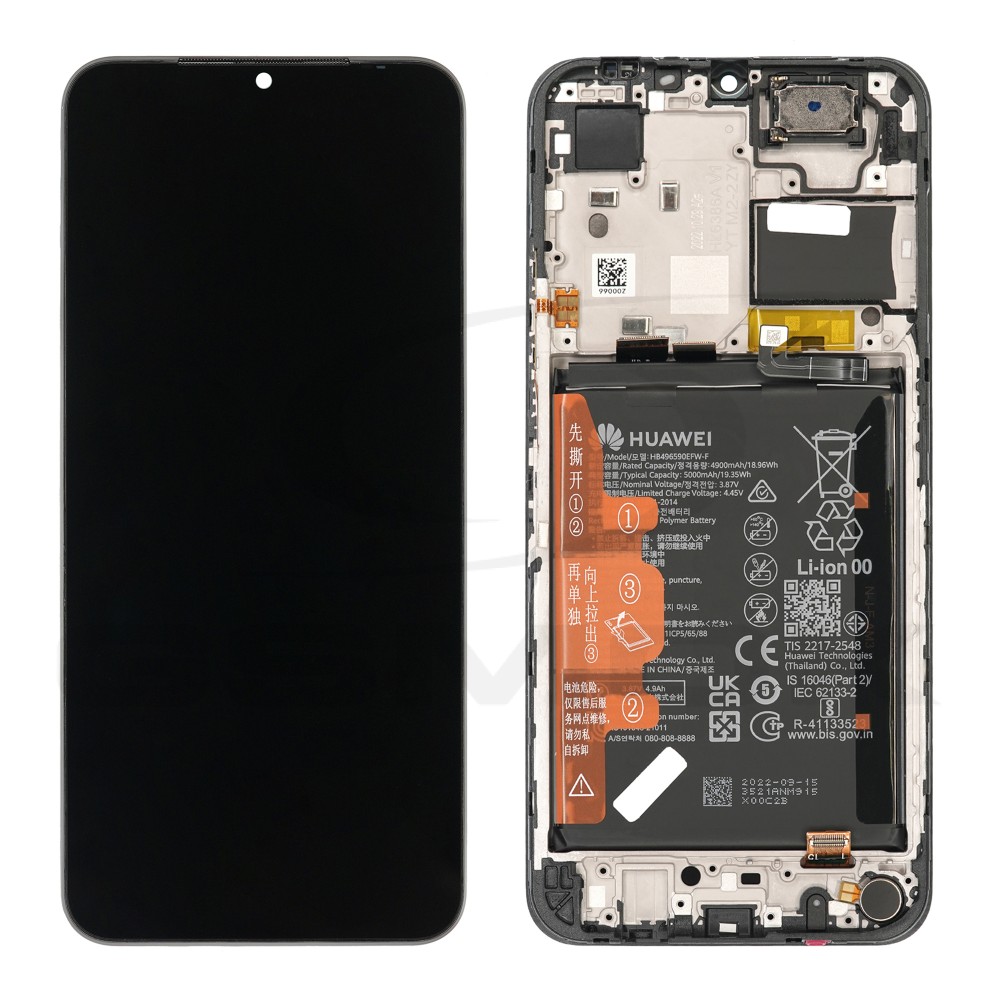 WYŚWIETLACZ LCD DO HUAWEI NOVA Y61 Z RAMKĄ I BATERIĄ CZARNY 02355HHB ORYGINAŁ SERVICE PACK