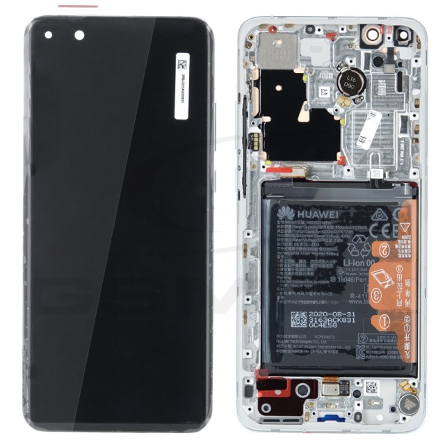 WYŚWIETLACZ LCD DO HUAWEI P40 PRO PLUS Z RAMKĄ I BATERIĄ BIAŁY 02353RBJ ORYGINAŁ SERVICE PACK