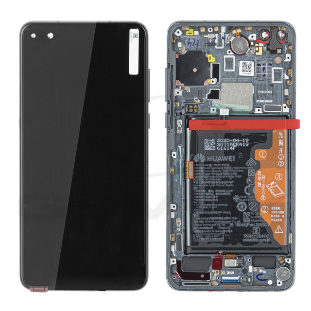 WYŚWIETLACZ LCD DO HUAWEI P40 Z RAMKĄ I BATERIĄ CZARNY 02353MFA ORYGINAŁ SERVICE PACK