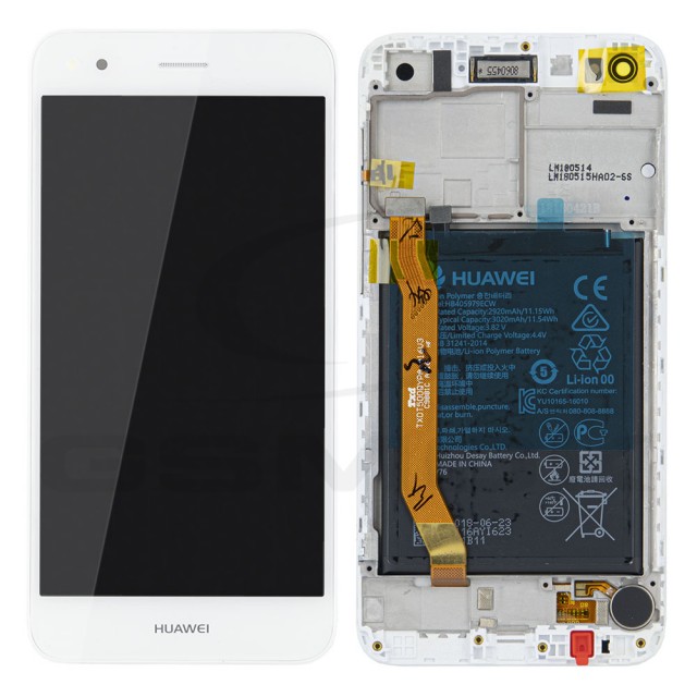 WYŚWIETLACZ LCD DO HUAWEI P9 LITE MINI SLA-L02 SLA-L03 SLA-L22 Z RAMKĄ I BATERIĄ BIAŁY 02351TUY 02351KQL ORYGINAŁ SERVICE PACK
