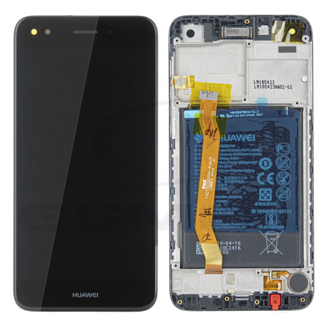 WYŚWIETLACZ LCD DO HUAWEI P9 LITE MINI SLA-L02 SLA-L03 SLA-L22 Z RAMKĄ I BATERIĄ CZARNY 02351TVA 02351KNV ORYGINAŁ SERVICE PACK